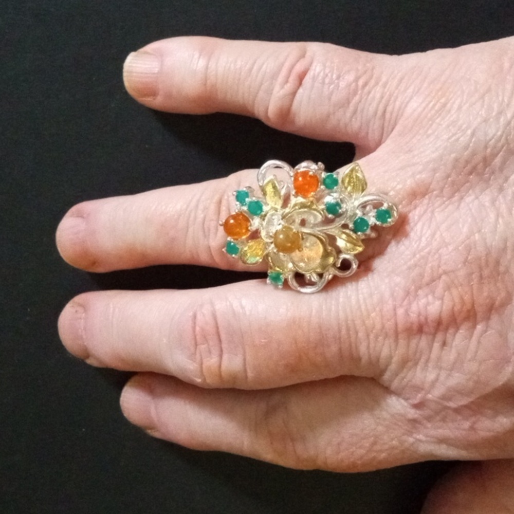 925 Opal Emerald Ring - image 3